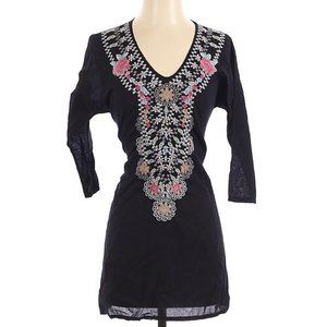 NWT JOHNNY WAS Karin 3/4 sleeve Embroidered Tunic
